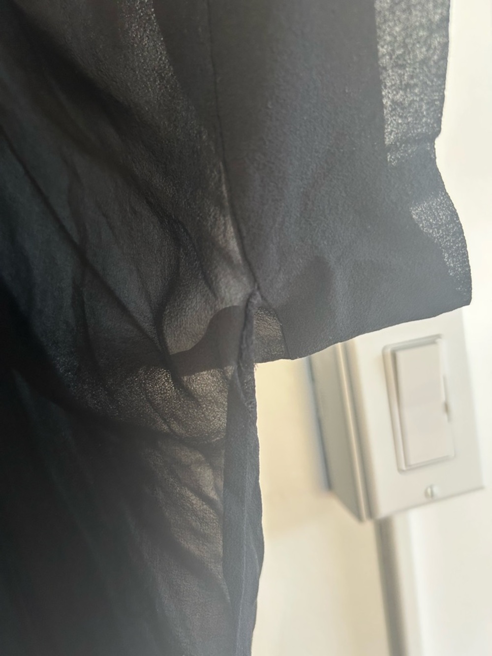 Eileen Fisher Black Sheer V-Neck Tunic Blouse - Picture 2 of 4